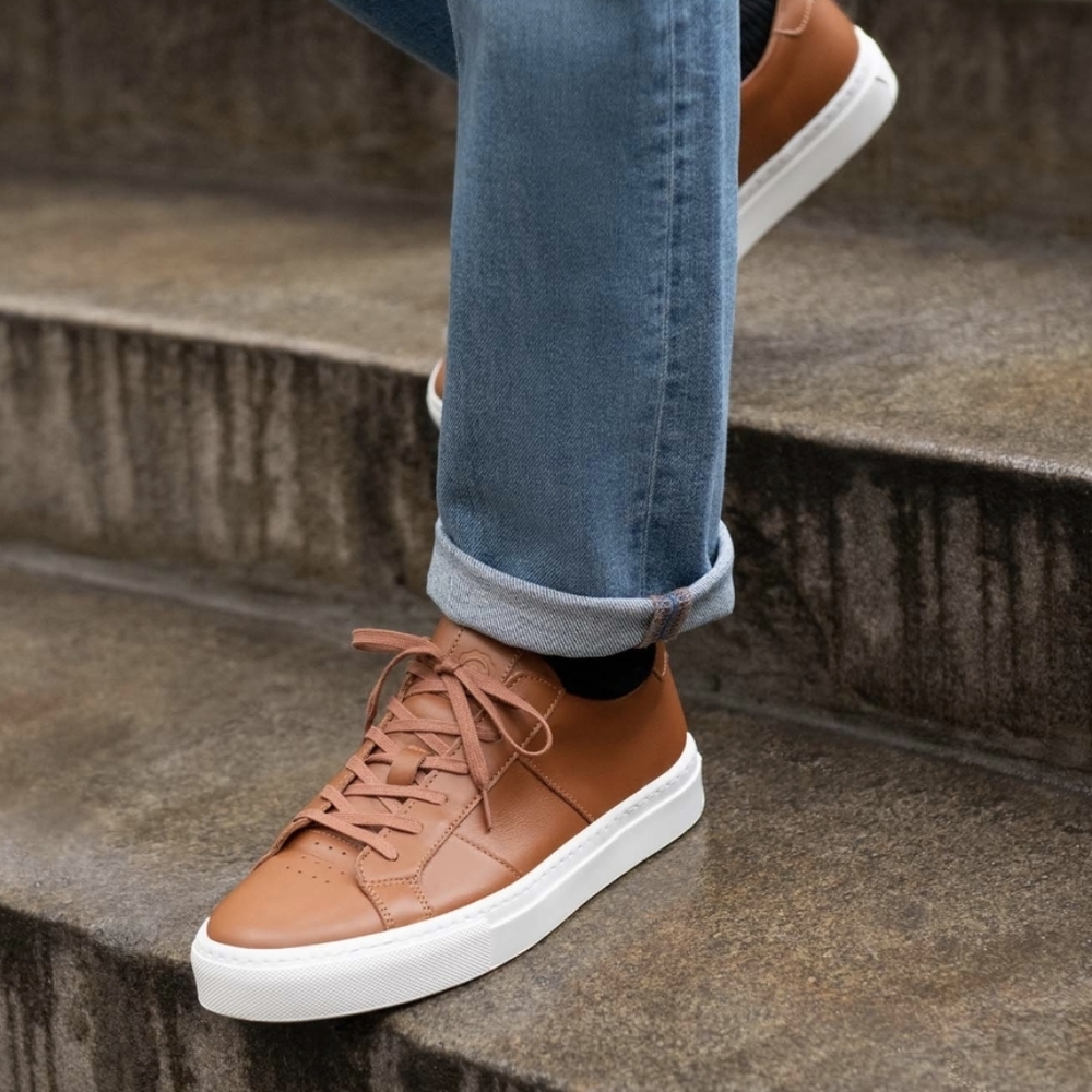 Greats Brooklyn Royale Men's Sneakers Cognac Brown Leather Lace Up Shoes Sz 12